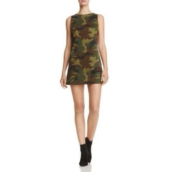 Alice + Olivia Clyde Shift Mini Dress in Camo Size 8 - Picture 1 of 8
